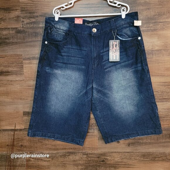 Vtg Brooklyn Express Baggy Shorts Tag 42 Measures 40 Embroidered Streetwear NWT - Picture 1 of 12